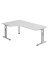 Schreibtisch VOS, manuell h&ouml;henverstellbar, 65-85cm (H), 200x100cm (BxT), rechteckig, wei&szlig; / silber