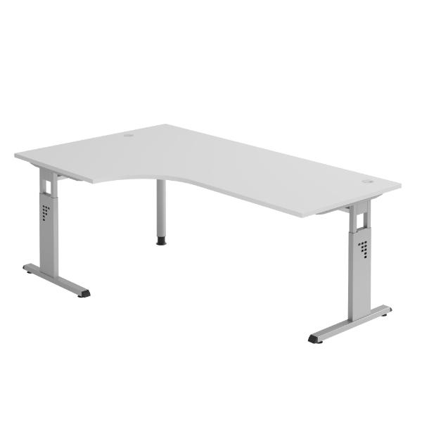 4032062149720 - Schreibtisch VOS manuell höhenverstellbar 65-85cm (H) 200x100cm (BxT) rechteckig weiß   silber 4032062149720 Hammerbacher