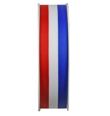 Zierband 8471 2535/01/20 0025, 25mm x 25m, rot/weiß/blau gestreift