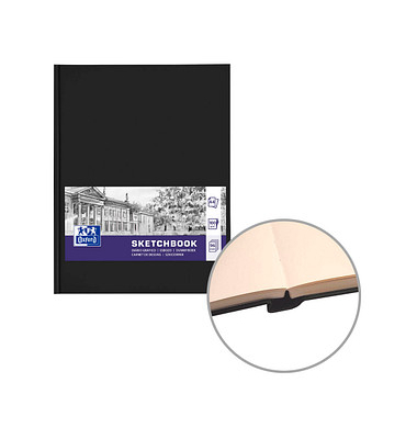 Notizbuch 400152623, Sketchbook, schwarz, A4, blanko, 100g, 96 Blatt / 192 Seiten