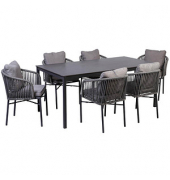 Sitzgruppe Calgary 1 grau, anthrazit Kunststoff, Metall, 19-teilig