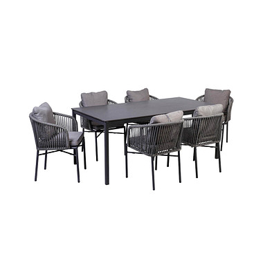 Sitzgruppe Calgary 1 grau, anthrazit Kunststoff, Metall, 19-teilig