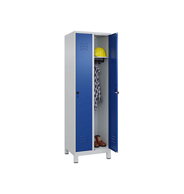 Spind Classic Plus enzianblau, lichtgrau 080010-20 S10003, 2 Schließfächer 60,0 x 50,0 x 195,0 cm
