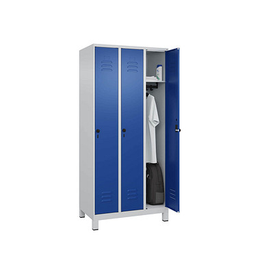 Spind Classic Plus enzianblau, lichtgrau 080010-30 S10003, 3 Schließfächer 90,0 x 50,0 x 195,0 cm