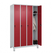 Spind Classic Plus lichtgrau, rubinrot 080010-40 S10001, 4 Schließfächer 120,0 x 50,0 x 195,0 cm