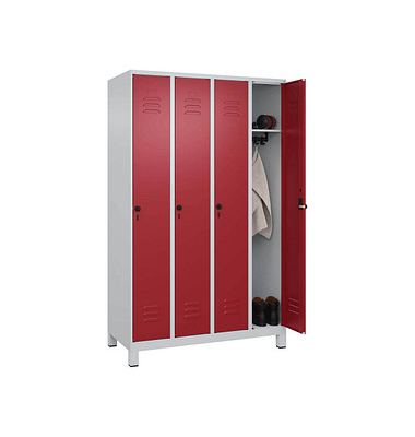 Spind Classic Plus lichtgrau, rubinrot 080010-40 S10001, 4 Schließfächer 120,0 x 50,0 x 195,0 cm