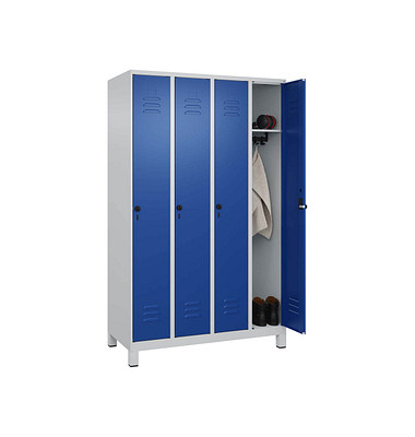 Spind Classic Plus enzianblau, lichtgrau 080010-40 S10003, 4 Schließfächer 120,0 x 50,0 x 195,0 cm