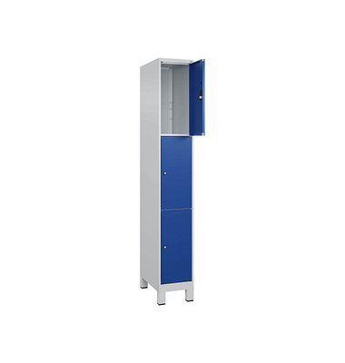 Schließfachschrank Classic Plus enzianblau, lichtgrau 080010-103 S10003, 3 Schließfächer 30,0 x 50,0 x 195,0 cm