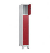 Schließfachschrank Classic Plus lichtgrau, rubinrot 080010-104 S10001, 4 Schließfächer 30,0 x 50,0 x 195,0 cm