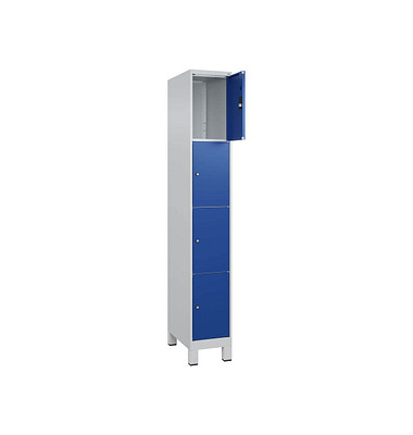 Schließfachschrank Classic Plus enzianblau, lichtgrau 080010-104 S10003, 4 Schließfächer 30,0 x 50,0 x 195,0 cm