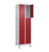 Schließfachschrank Classic Plus lichtgrau, rubinrot 080010-203 S10001, 6 Schließfächer 60,0 x 50,0 x 195,0 cm