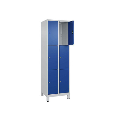 Schließfachschrank Classic Plus enzianblau, lichtgrau 080010-203 S10003, 6 Schließfächer 60,0 x 50,0 x 195,0 cm