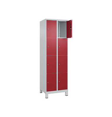 Schließfachschrank Classic Plus lichtgrau, rubinrot 080010-204 S10001, 8 Schließfächer 60,0 x 50,0 x 195,0 cm