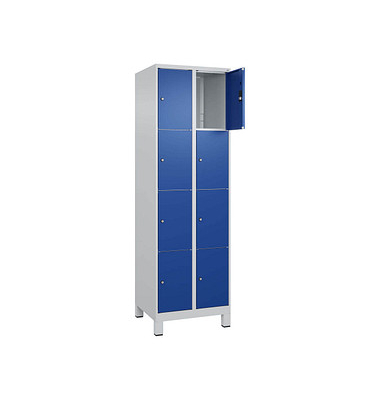 Schließfachschrank Classic Plus enzianblau, lichtgrau 080010-204 S10003, 8 Schließfächer 60,0 x 50,0 x 195,0 cm