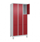 Schließfachschrank Classic Plus lichtgrau, rubinrot 080010-303 S10001, 9 Schließfächer 90,0 x 50,0 x 195,0 cm