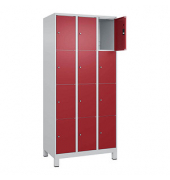 Schließfachschrank Classic Plus lichtgrau, rubinrot 080010-304 S10001, 12 Schließfächer 90,0 x 50,0 x 195,0 cm