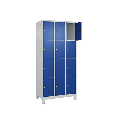 Schließfachschrank Classic Plus enzianblau, lichtgrau 080010-304 S10003, 12 Schließfächer 90,0 x 50,0 x 195,0 cm
