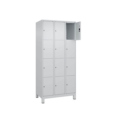 Schließfachschrank Classic Plus lichtgrau 080010-304 S10009, 12 Schließfächer 90,0 x 50,0 x 195,0 cm