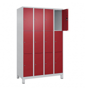 Schließfachschrank Classic Plus lichtgrau, rubinrot 080010-403 S10001, 12 Schließfächer 120,0 x 50,0 x 195,0 cm