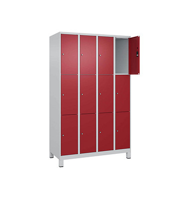 Schließfachschrank Classic Plus lichtgrau, rubinrot 080010-403 S10001, 12 Schließfächer 120,0 x 50,0 x 195,0 cm