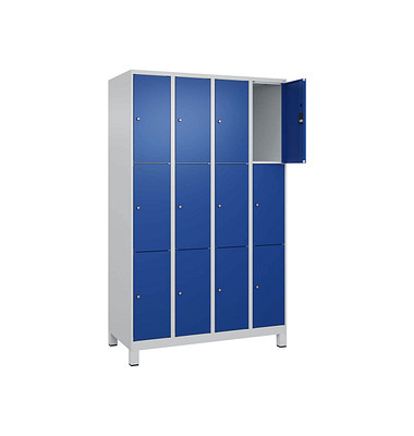 Schließfachschrank Classic Plus enzianblau, lichtgrau 080010-403 S10003, 12 Schließfächer 120,0 x 50,0 x 195,0 cm