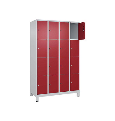 Schließfachschrank Classic Plus lichtgrau, rubinrot 080010-404 S10001, 16 Schließfächer 120,0 x 50,0 x 195,0 cm