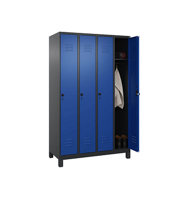 Spind Classic Plus enzianblau, schwarzgrau 080010-40 S10061, 4 Schließfächer 120,0 x 50,0 x 195,0 cm