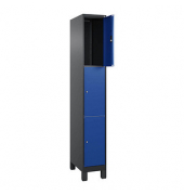 Schließfachschrank Classic Plus enzianblau, schwarzgrau 080010-103 S10025, 3 Schließfächer 30,0 x 50,0 x 195,0 cm