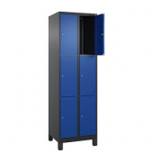 Schließfachschrank Classic Plus enzianblau, schwarzgrau 080010-203 S10034, 6 Schließfächer 60,0 x 50,0 x 195,0 cm