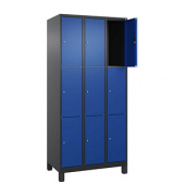 Schließfachschrank Classic Plus enzianblau, schwarzgrau 080010-303 S10033, 9 Schließfächer 90,0 x 50,0 x 195,0 cm