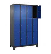 Schließfachschrank Classic Plus enzianblau, schwarzgrau 080010-403 S10032, 12 Schließfächer 120,0 x 50,0 x 195,0 cm