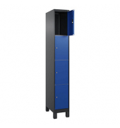 Schließfachschrank Classic Plus enzianblau, schwarzgrau 080010-104 S10030, 4 Schließfächer 30,0 x 50,0 x 195,0 cm