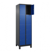 Schließfachschrank Classic Plus enzianblau, schwarzgrau 080010-204 S10042, 8 Schließfächer 60,0 x 50,0 x 195,0 cm