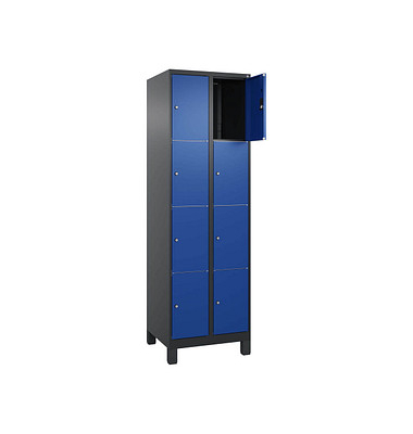 Schließfachschrank Classic Plus enzianblau, schwarzgrau 080010-204 S10042, 8 Schließfächer 60,0 x 50,0 x 195,0 cm