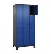 Schließfachschrank Classic Plus enzianblau, schwarzgrau 080010-304 S10038, 12 Schließfächer 90,0 x 50,0 x 195,0 cm
