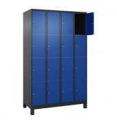 Schließfachschrank Classic Plus enzianblau, schwarzgrau 080010-404 S10036, 16 Schließfächer 120,0 x 50,0 x 195,0 cm