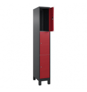 Schließfachschrank Classic Plus rubinrot, schwarzgrau 080010-103 S10026, 3 Schließfächer 30,0 x 50,0 x 195,0 cm
