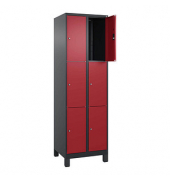 Schließfachschrank Classic Plus rubinrot, schwarzgrau 080010-203 S10035, 6 Schließfächer 60,0 x 50,0 x 195,0 cm