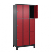 Schließfachschrank Classic Plus rubinrot, schwarzgrau 080010-303 S10034, 9 Schließfächer 90,0 x 50,0 x 195,0 cm