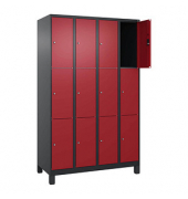 Schließfachschrank Classic Plus rubinrot, schwarzgrau 080010-403 S10033, 12 Schließfächer 120,0 x 50,0 x 195,0 cm
