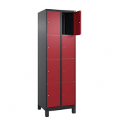 Schließfachschrank Classic Plus rubinrot, schwarzgrau 080010-204 S10043, 8 Schließfächer 60,0 x 50,0 x 195,0 cm