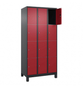 Schließfachschrank Classic Plus rubinrot, schwarzgrau 080010-304 S10039, 12 Schließfächer 90,0 x 50,0 x 195,0 cm