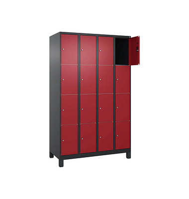Schließfachschrank Classic Plus rubinrot, schwarzgrau 080010-404 S10037, 16 Schließfächer 120,0 x 50,0 x 195,0 cm