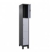 Schließfachschrank Classic Plus schwarzgrau, weißaluminium 080010-103 S10029, 3 Schließfächer 30,0 x 50,0 x 195,0 cm