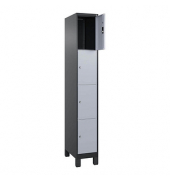 Schließfachschrank Classic Plus schwarzgrau, weißaluminium 080010-104 S10034, 4 Schließfächer 30,0 x 50,0 x 195,0 cm