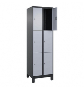Schließfachschrank Classic Plus schwarzgrau, weißaluminium 080010-203 S10038, 6 Schließfächer 60,0 x 50,0 x 195,0 cm