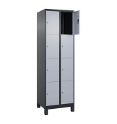 Schließfachschrank Classic Plus schwarzgrau, weißaluminium 080010-204 S10046, 8 Schließfächer 60,0 x 50,0 x 195,0 cm