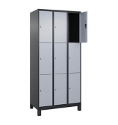 Schließfachschrank Classic Plus schwarzgrau, weißaluminium 080010-303 S10038, 9 Schließfächer 30,0 x 50,0 x 195,0 cm