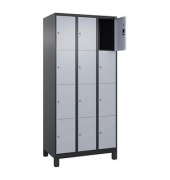 Schließfachschrank Classic Plus schwarzgrau, weißaluminium 080010-304 S10044, 12 Schließfächer 90,0 x 50,0 x 195,0 cm