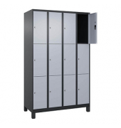 Schließfachschrank Classic Plus schwarzgrau, weißaluminium 080010-403 S10036, 12 Schließfächer 120,0 x 50,0 x 195,0 cm